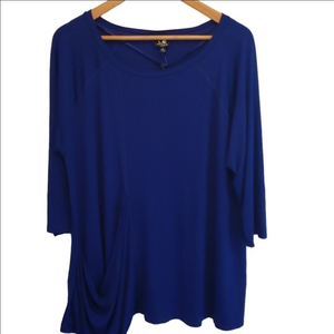 Cable and Gauge Tunic in Lapis Blue with asymmetrical hem